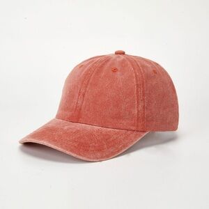 Washed Coral-Red Baseball Cap
